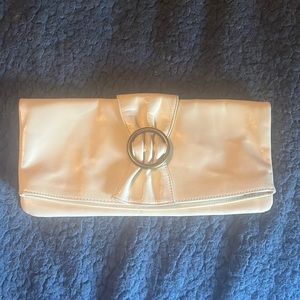 Cream leather Hobo clutch